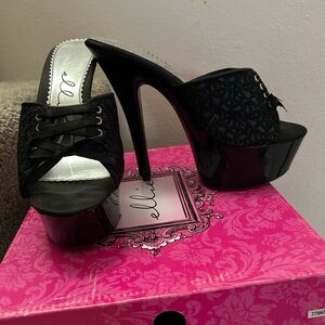 Ellie Black Lace Platform Heels
